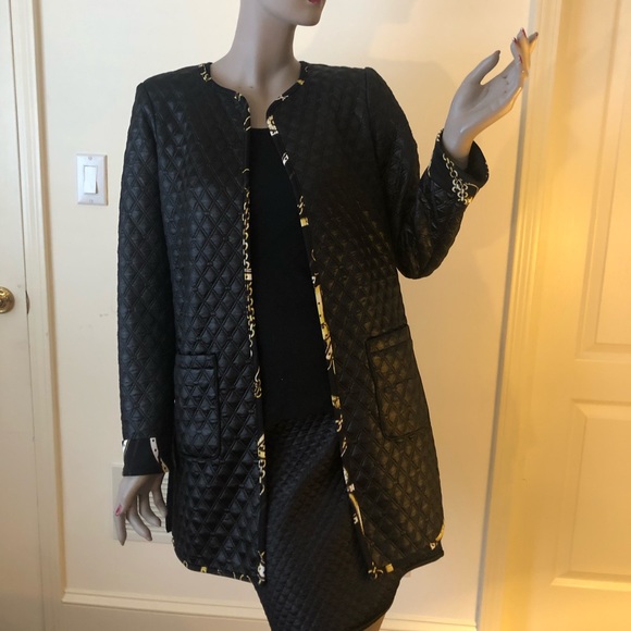 Black Quilted Long Jacket Duster - Picture 2 of 10